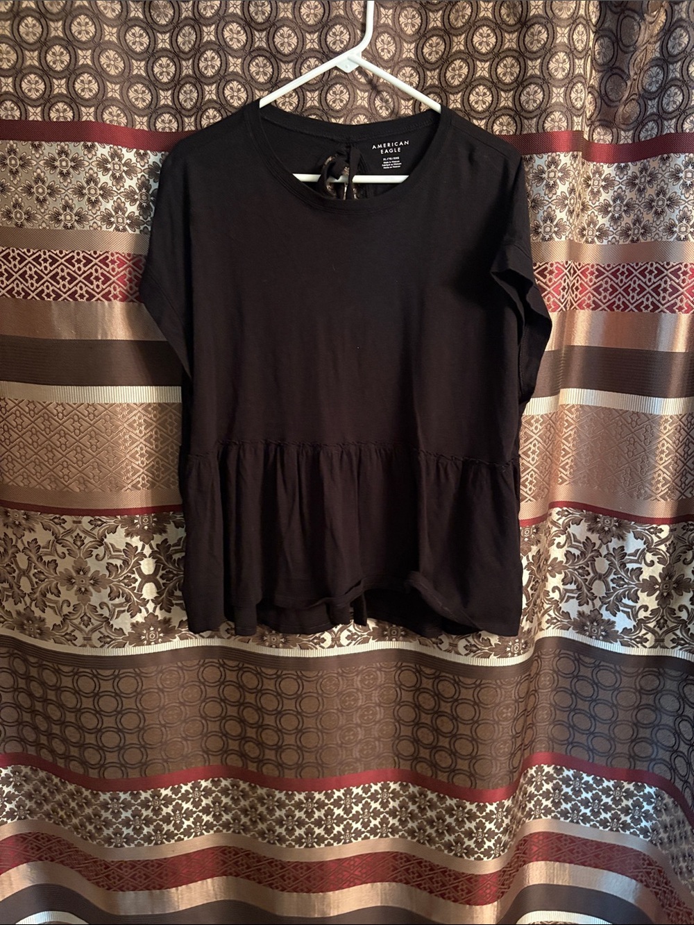 American Eagle Outfitters Black Short Sleeve Peplum Top